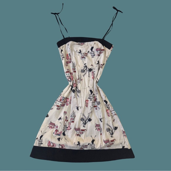 Vintage Cityscape Printed Fit-and-Flare Dress - Size Small - Picture 2 of 2